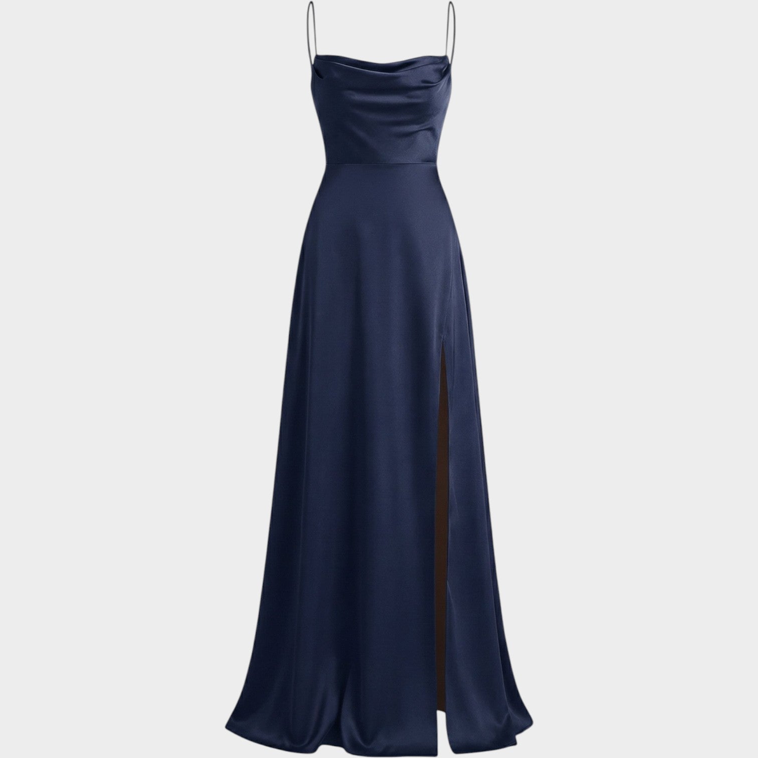 Formal Satin Maxi Dress with Thigh Split