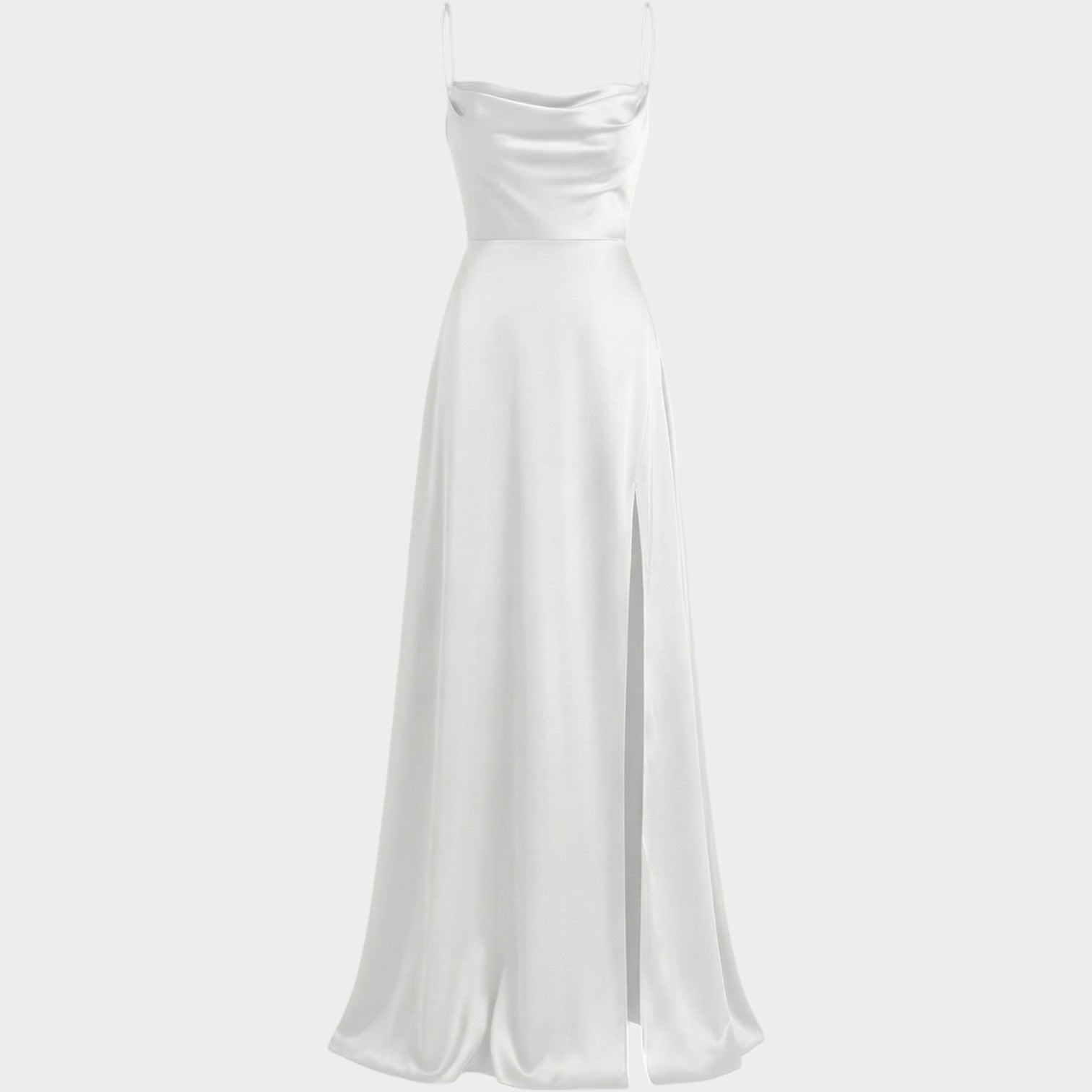 Formal Satin Maxi Dress with Thigh Split