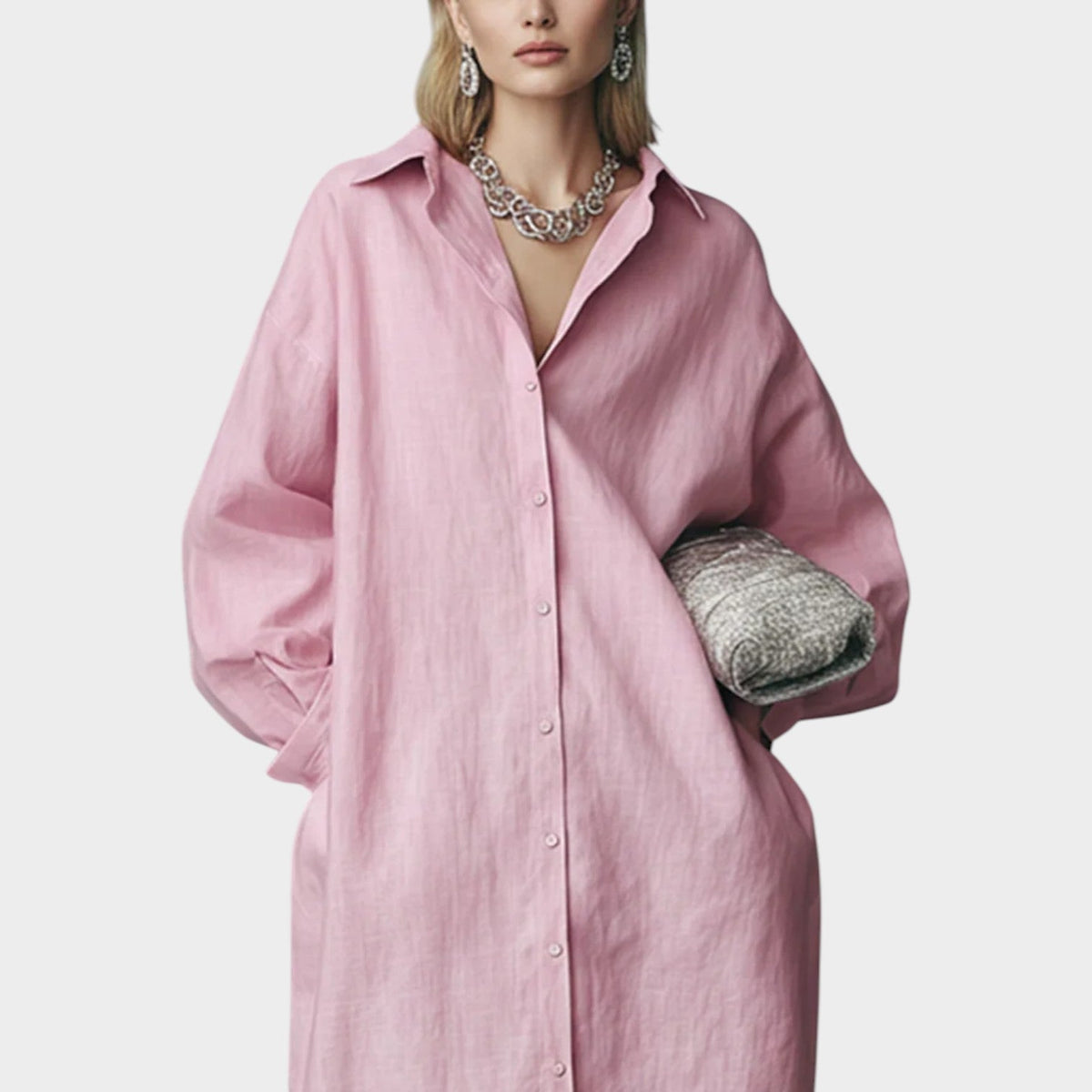 Women's Linen Shirt Maxi Dress
