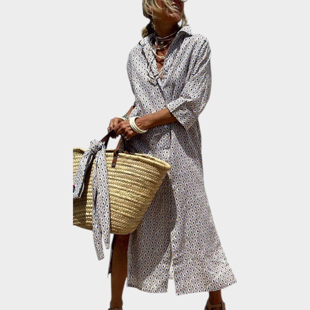 Women's Summer Midi Dress Shirt Button Down