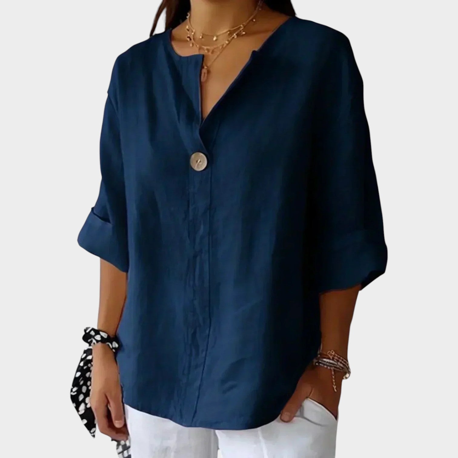 3/4 Sleeve V-Neck Blouse