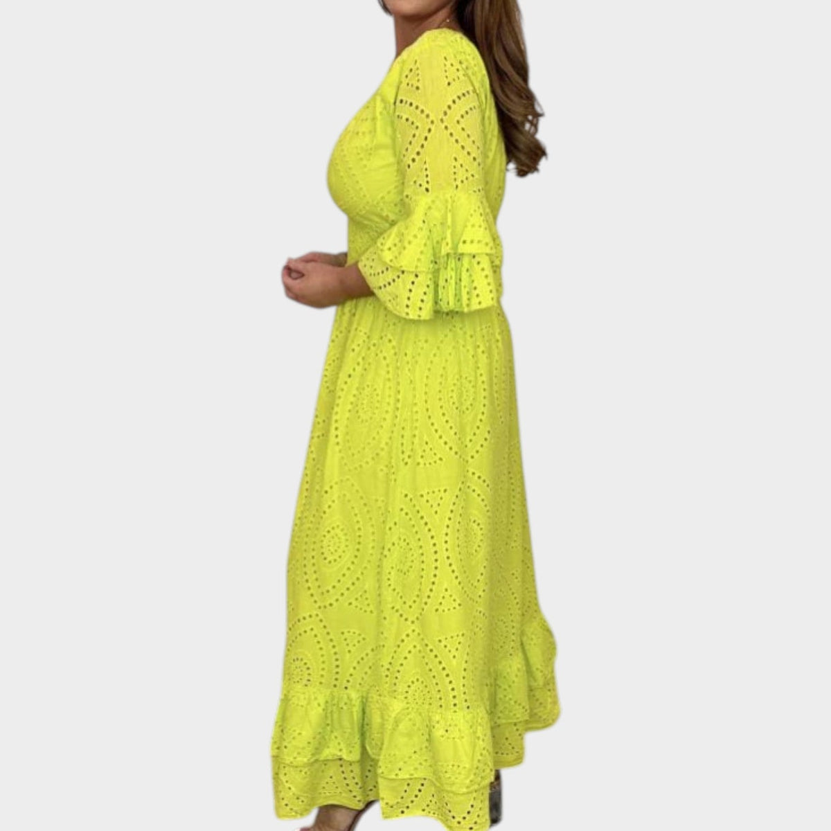 Women's Maxi Dress Eyelet Lace V-Neck