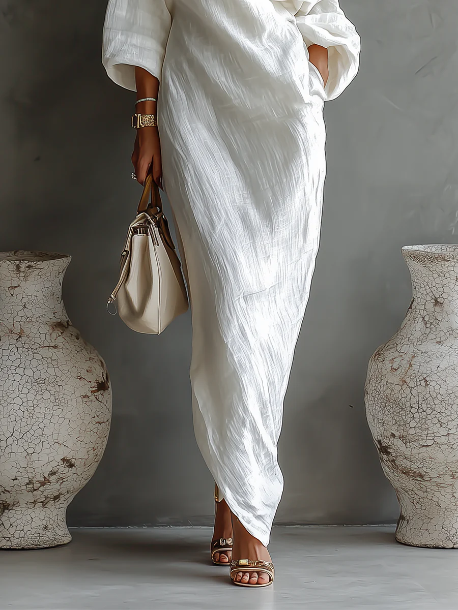 Adrienne | Women's One-Shoulder Long Sleeve Maxi Dress
