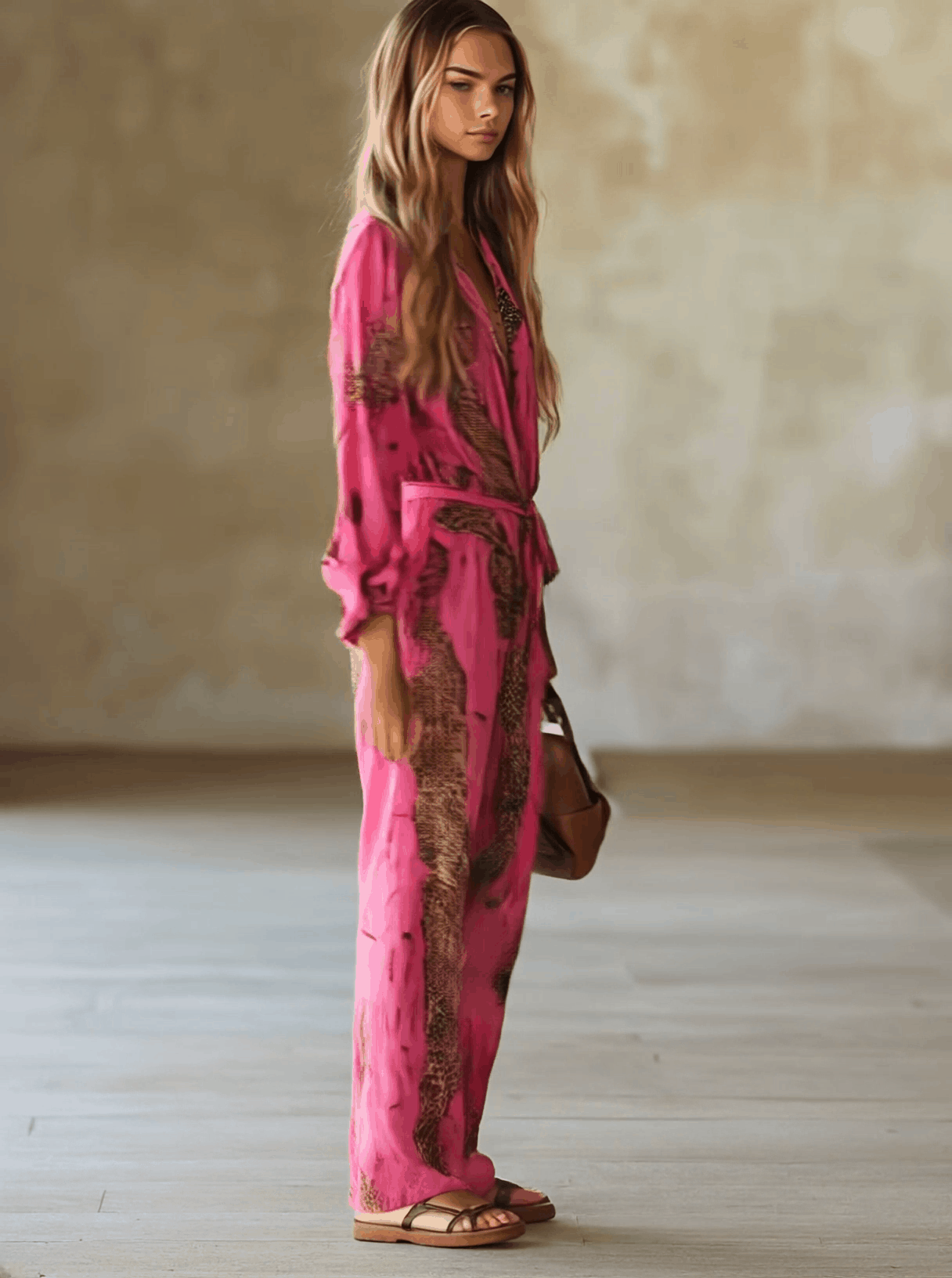 Allegra | Women's Long Sleeve Jumpsuit in Leopard Print