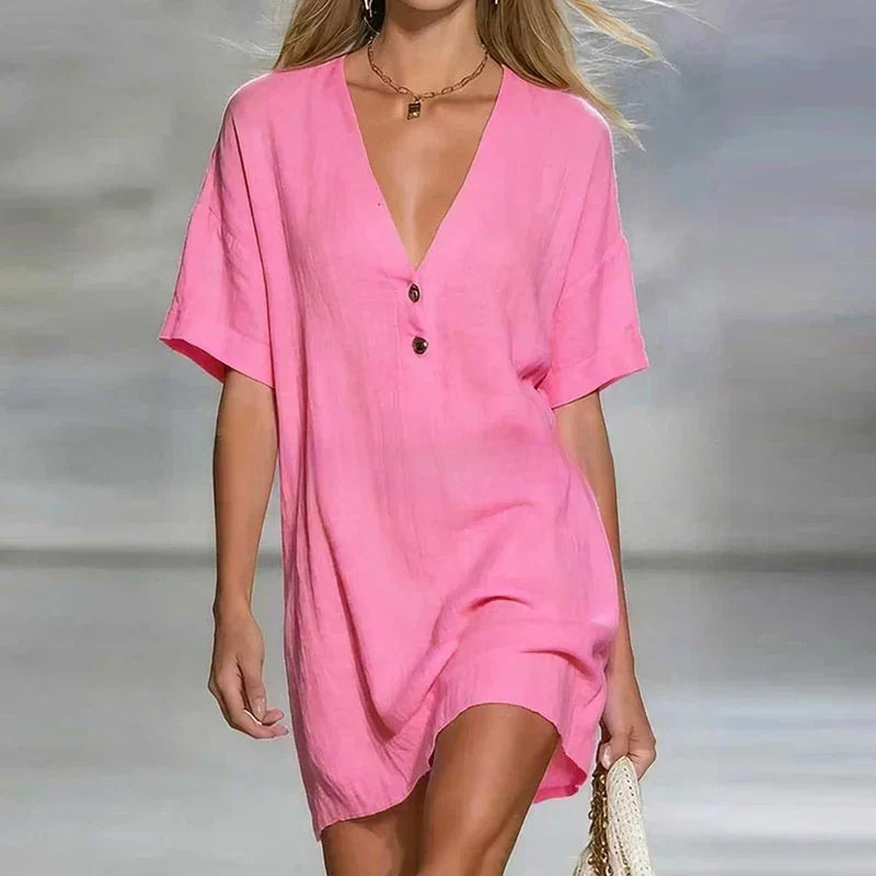 Amelia | Women's V-Neck Short Sleeve Dress
