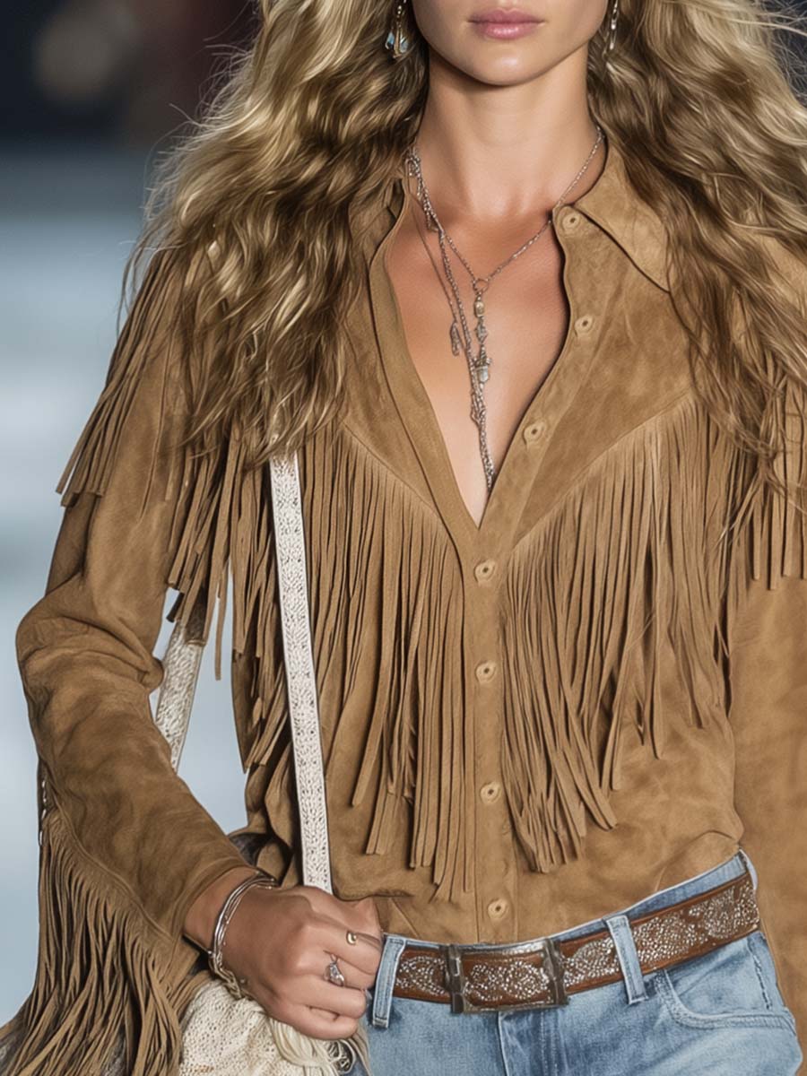 Aspen | Women's Long Sleeve Western Shirt with Fringe