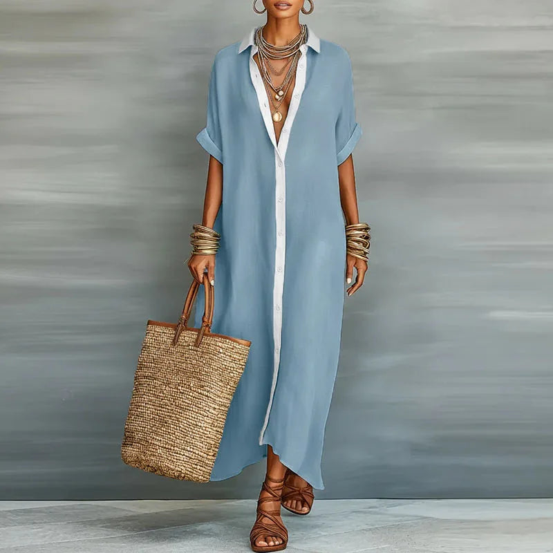 Astoria | Women's Maxi Shirt Dress with Button Front