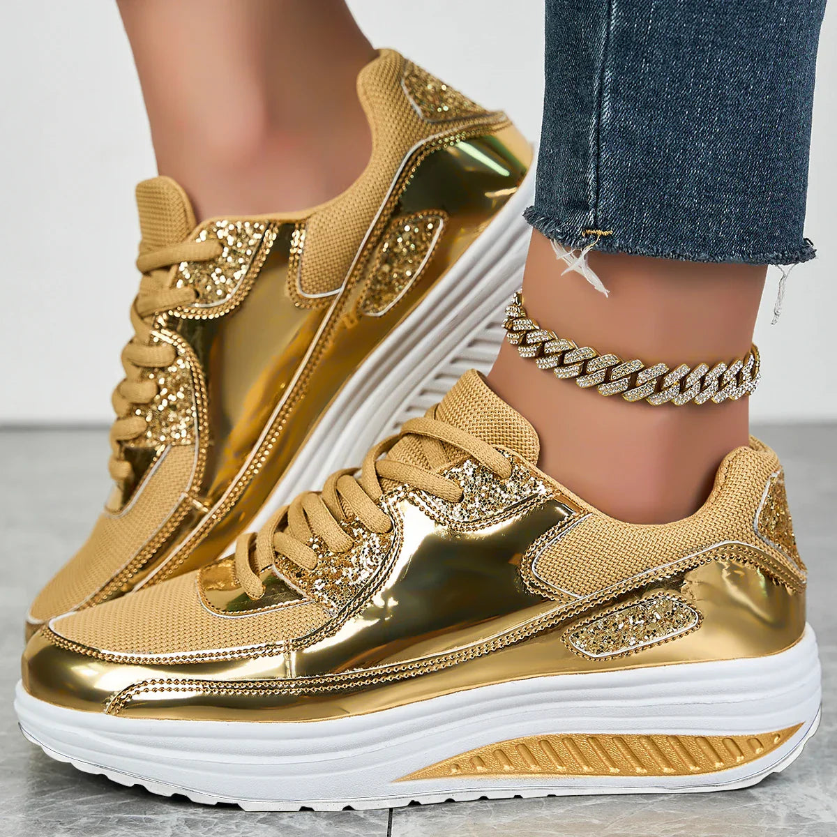 Aurelia | Women's Sparkling Rhinestone Platform Sneakers