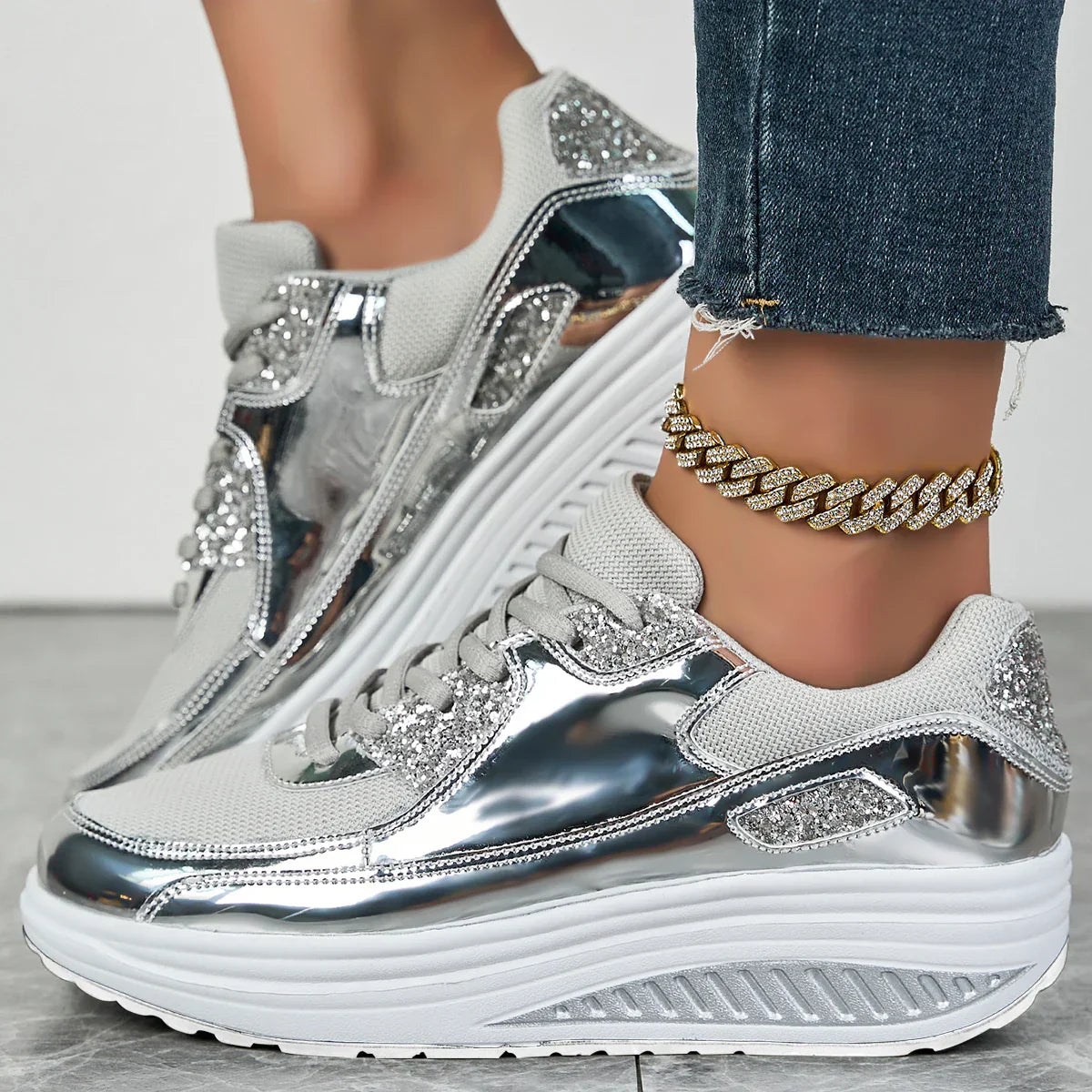 Aurelia | Women's Sparkling Rhinestone Platform Sneakers