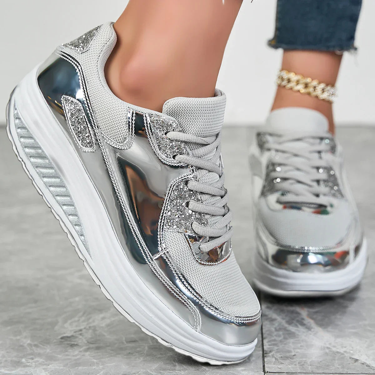 Aurelia | Women's Sparkling Rhinestone Platform Sneakers