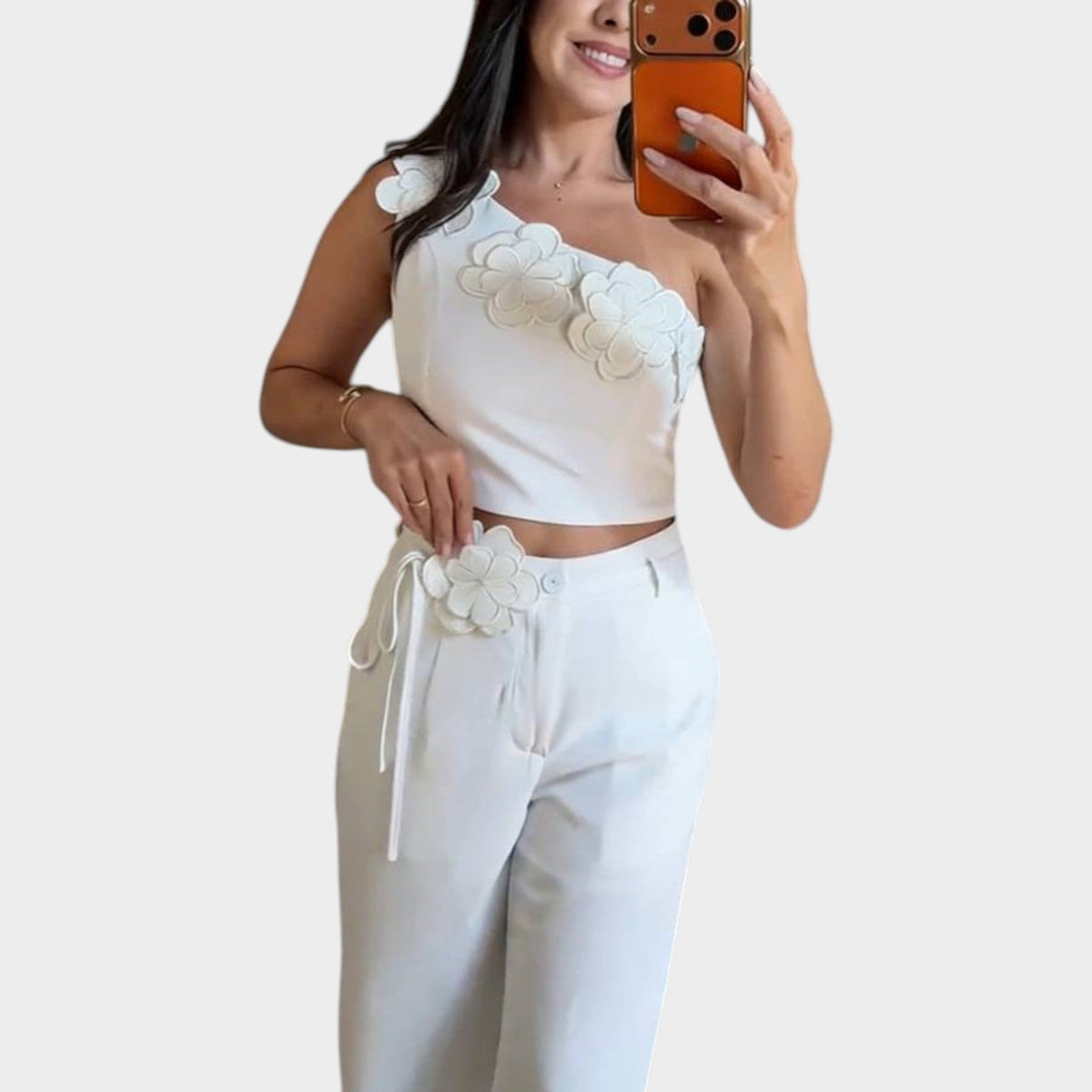 Women's Matching Set One Shoulder Floral Two Piece