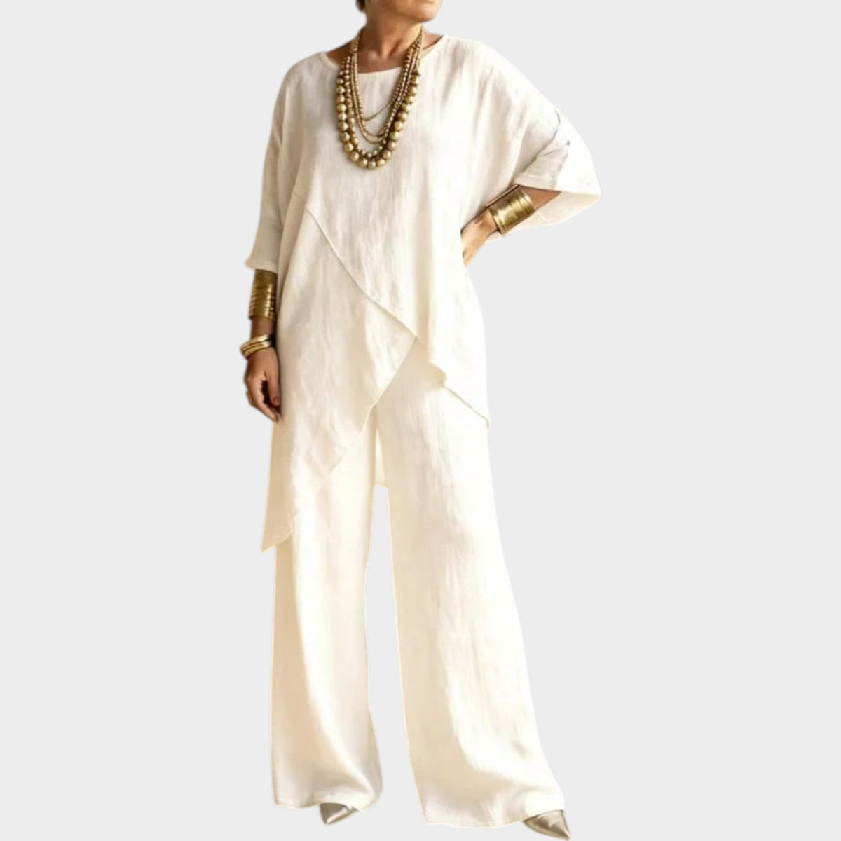 Women's Linen Matching Set Asymmetrical Two Piece
