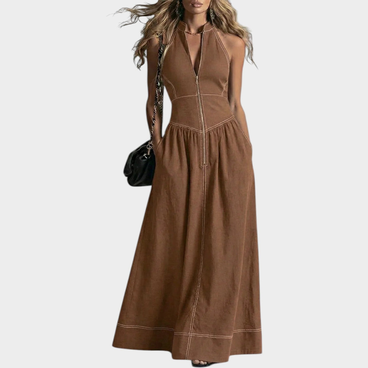 Women's Zip-Front Maxi Dress