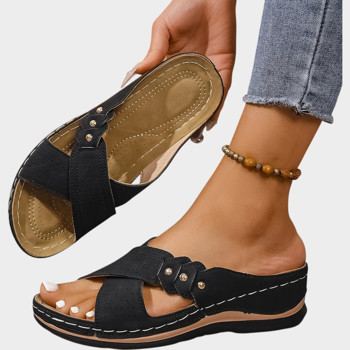 Women's Wedge Sandals with Cushioned Sole