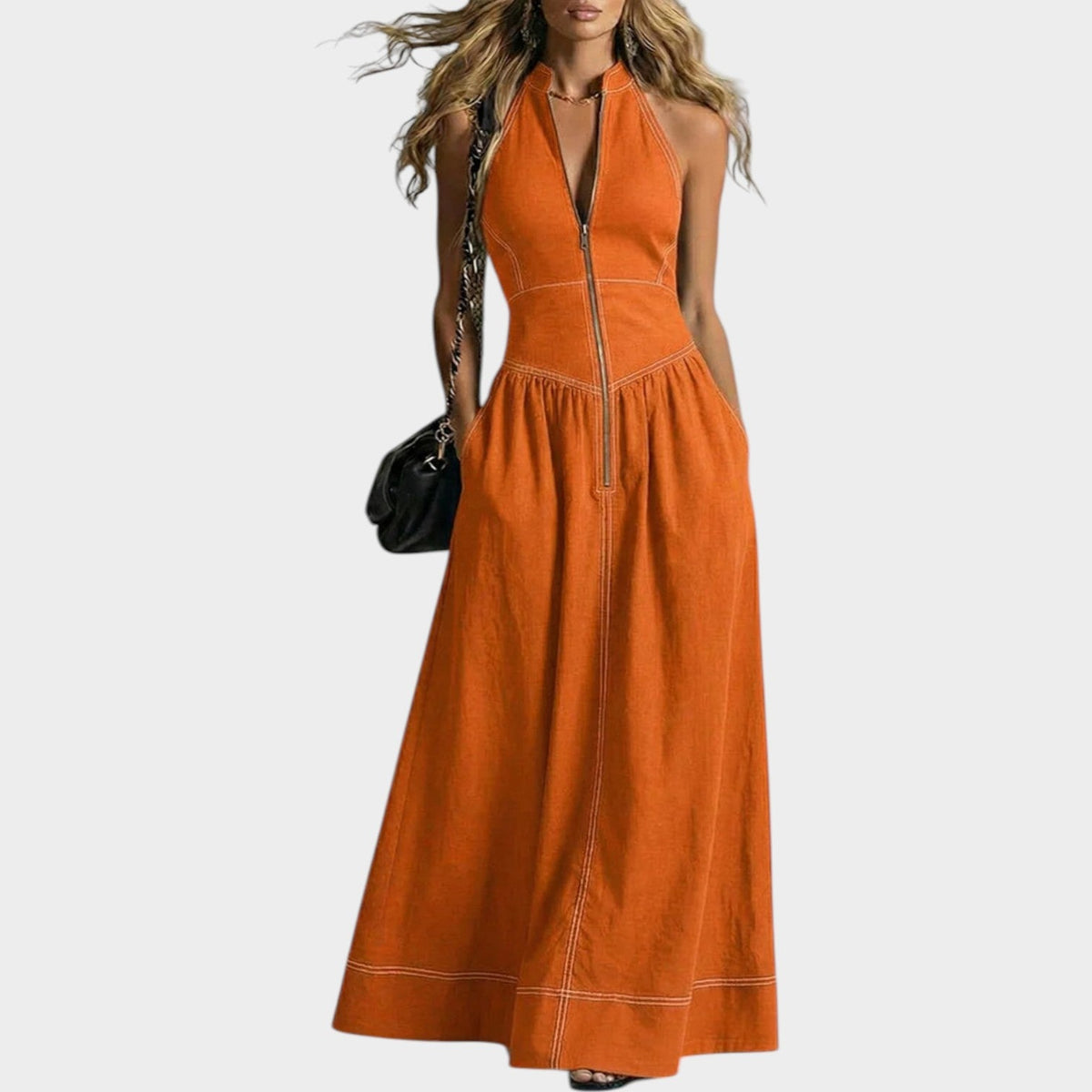 Women's Zip-Front Maxi Dress