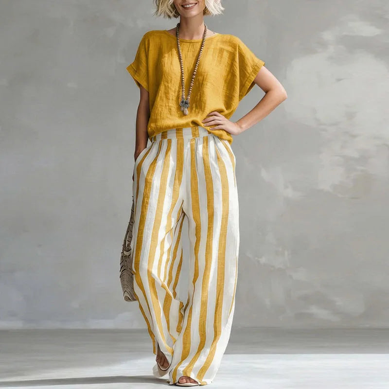 Beatrice | Women's Striped Wide-Leg Two-Piece Outfit