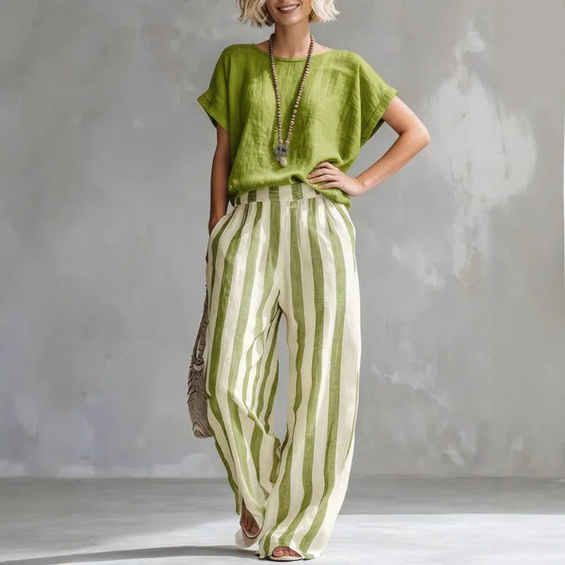 Beatrice | Women's Striped Wide-Leg Two-Piece Outfit