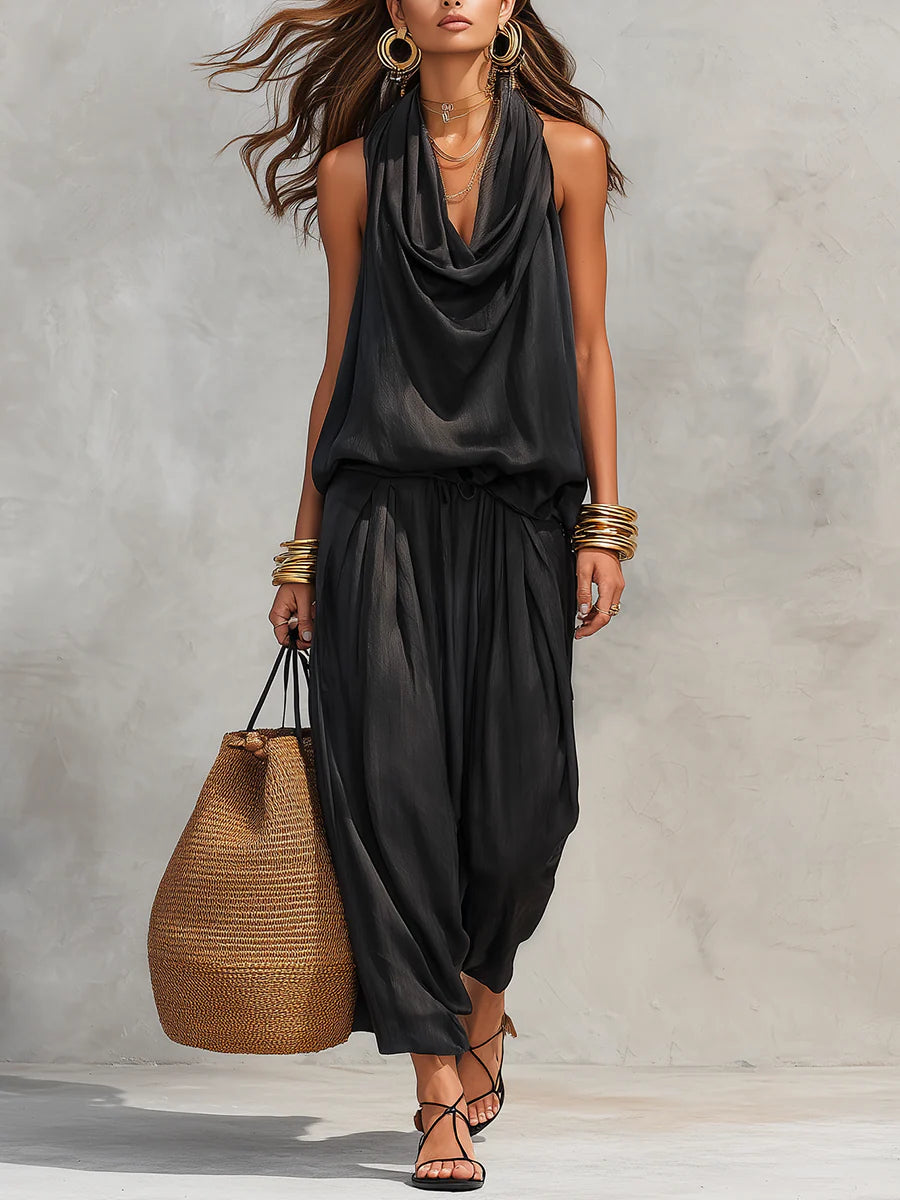 Bianca | Women's Halter Neck Cowl Two-Piece Set