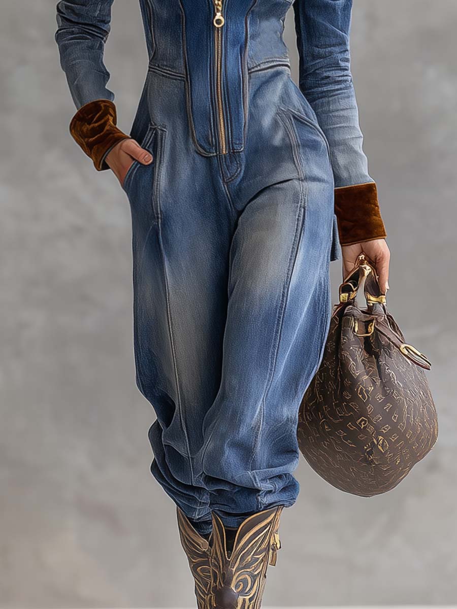Brenna | Women's Long Sleeve Hooded Zip-Up Jumpsuit
