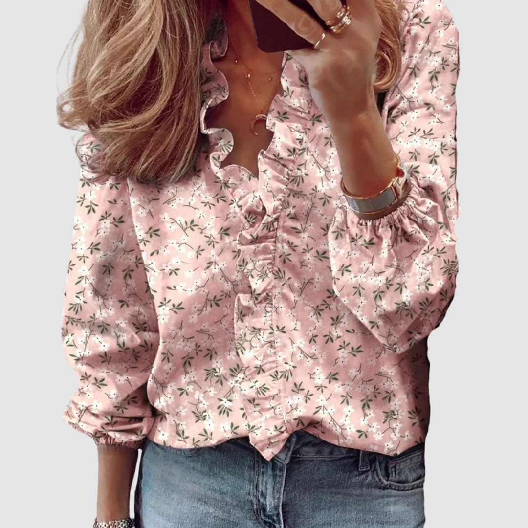 Brielle | Women's Long Sleeve Blouse with Floral Ruffles