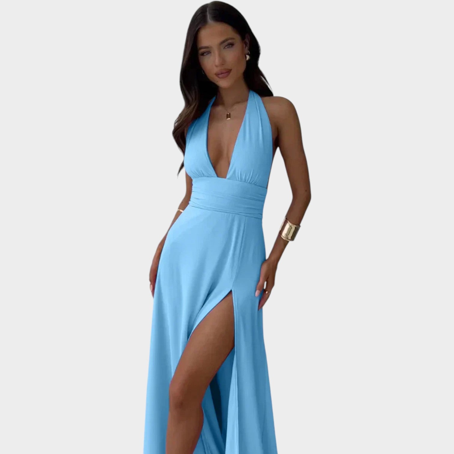 Halter Neck Formal High Split Maxi Dress