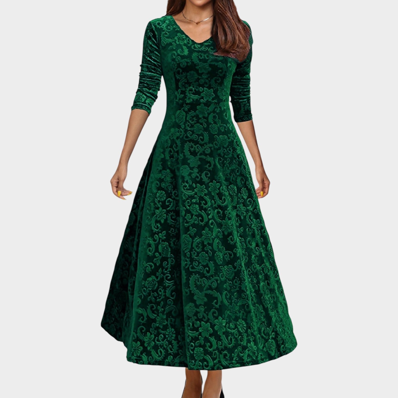 Velvet Lace Midi Formal Dress