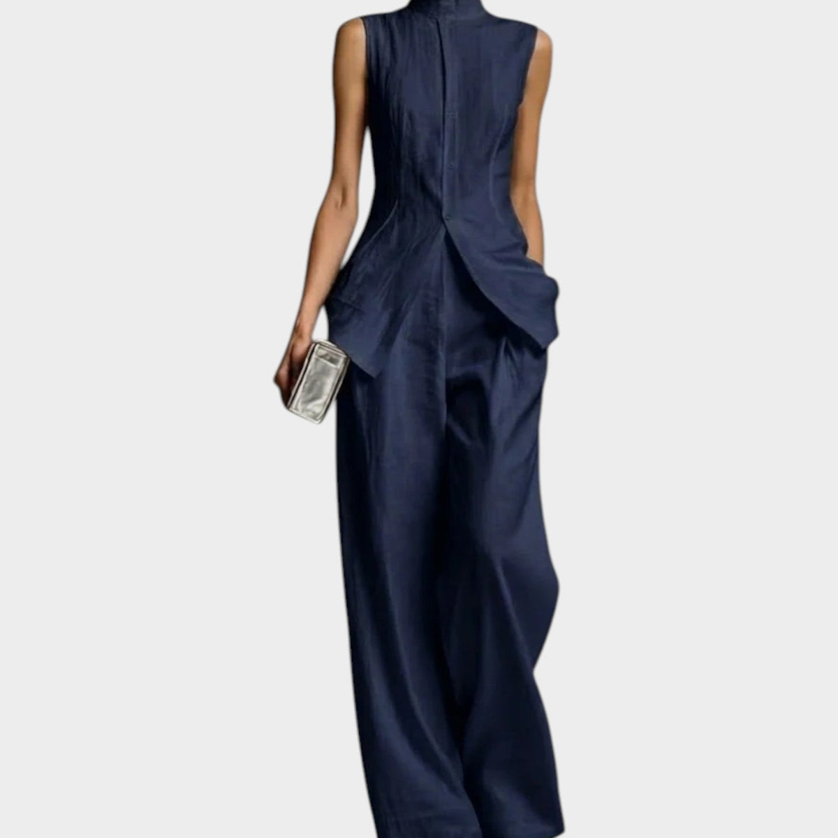 Women's Tailored Sleeveless Wide Leg Two Piece Set