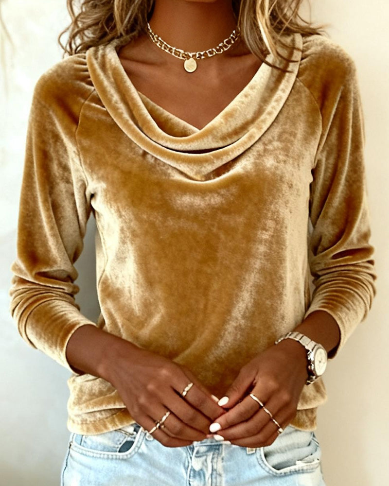 Taylor™ | Opulent Velvet Drape-Neck Blouse