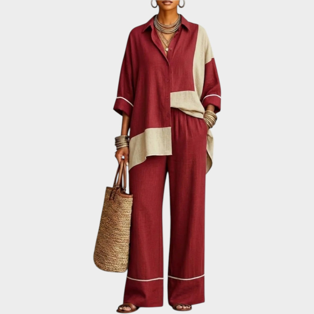 Women's Matching Set Colour Block Two Piece