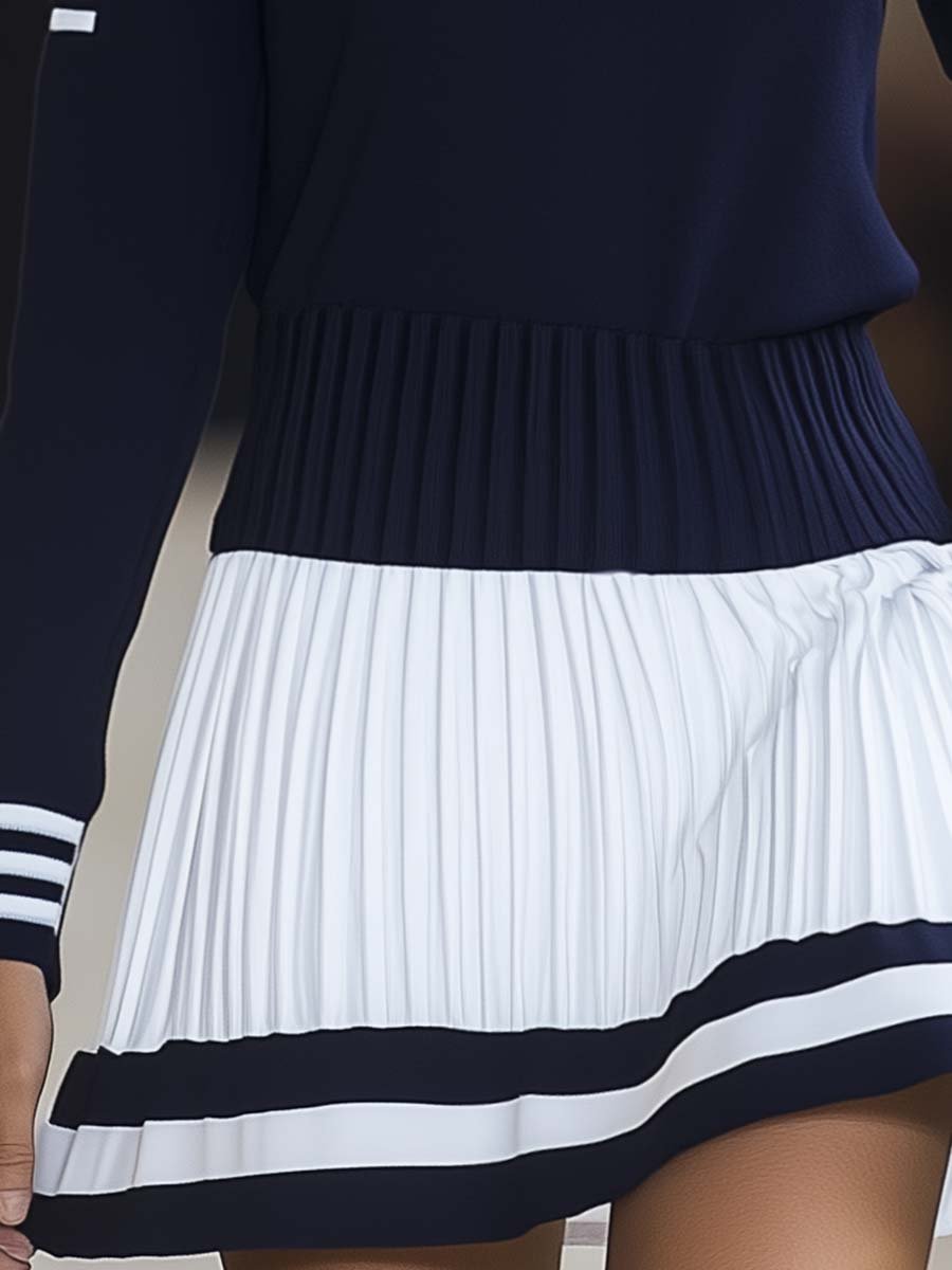 Calypso | Women's Striped Round Neck Mini Dress" can be rewritten as: "Calypso | Women's Striped Mini Dress with Round Neck
