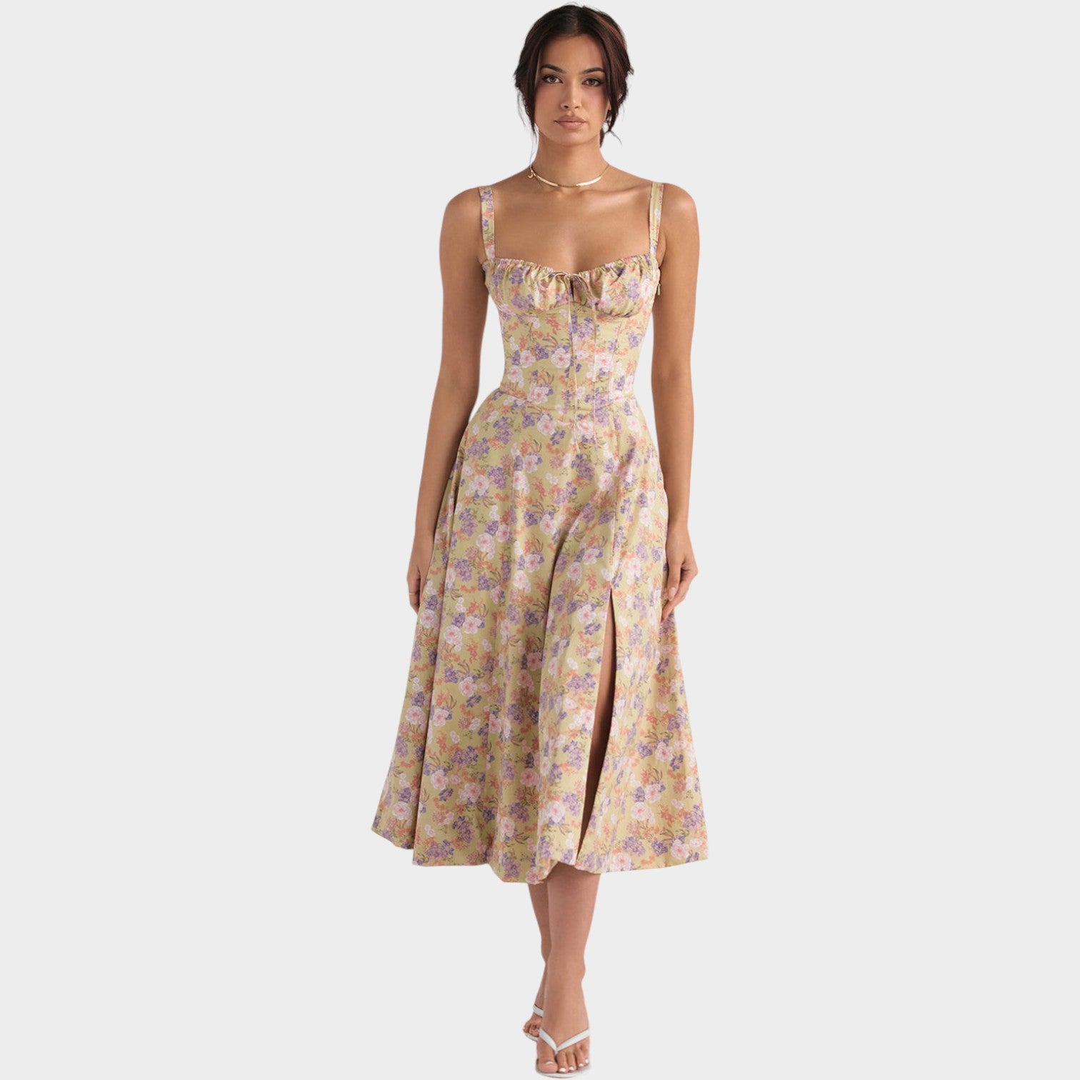 Corset Floral Summer Midi Dress