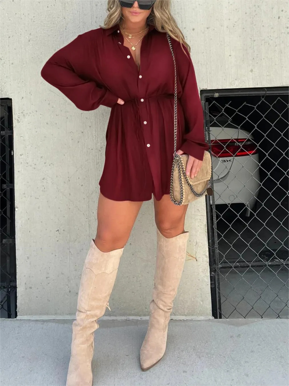 Catalina | Women's Long Sleeve Button-Up Shirt Dress