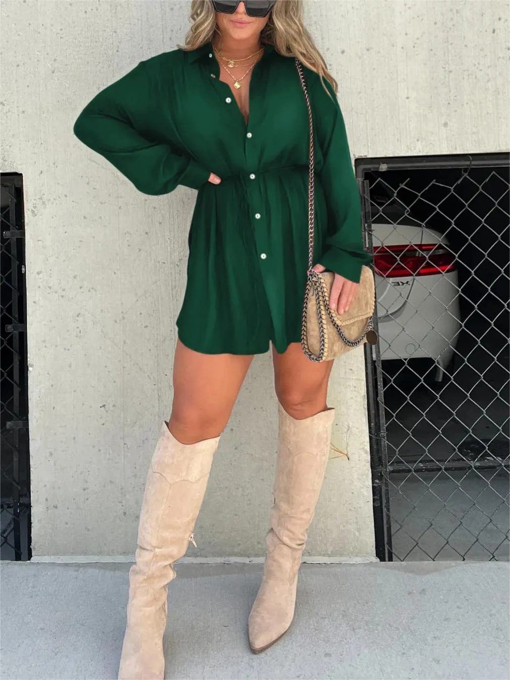 Catalina | Women's Long Sleeve Button-Up Shirt Dress
