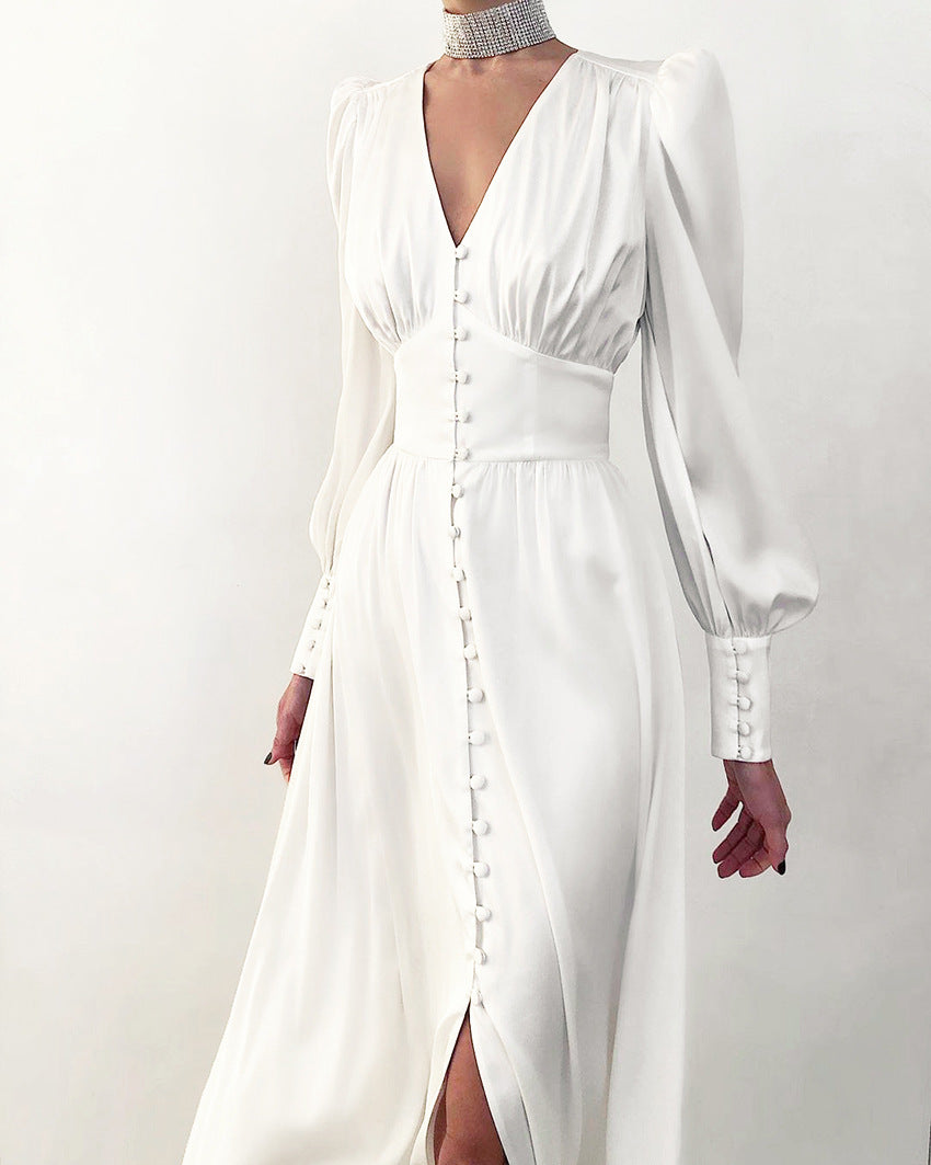Catalina | Women's Long Sleeve V-Neck Midi Dress