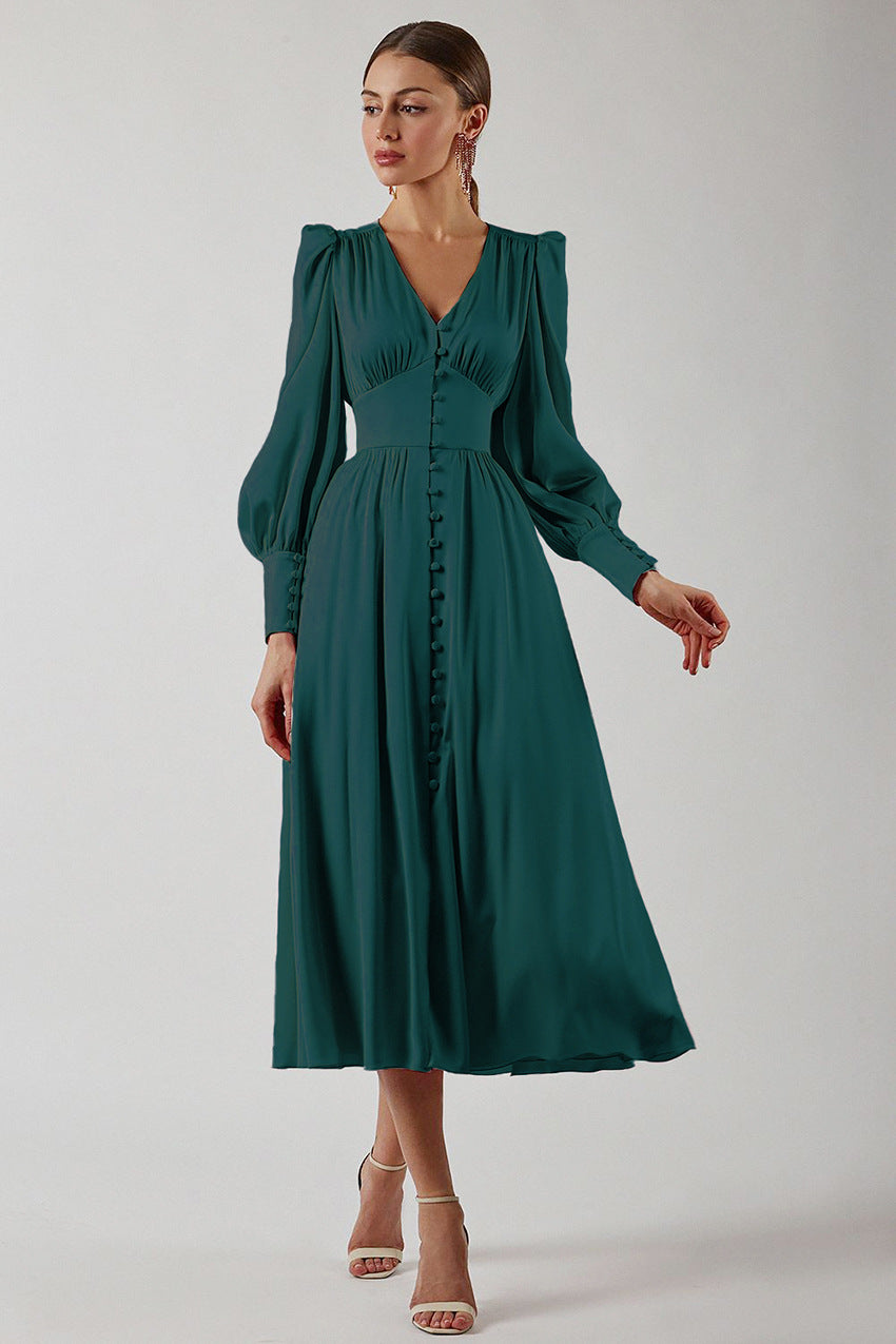 Catalina | Women's Long Sleeve V-Neck Midi Dress