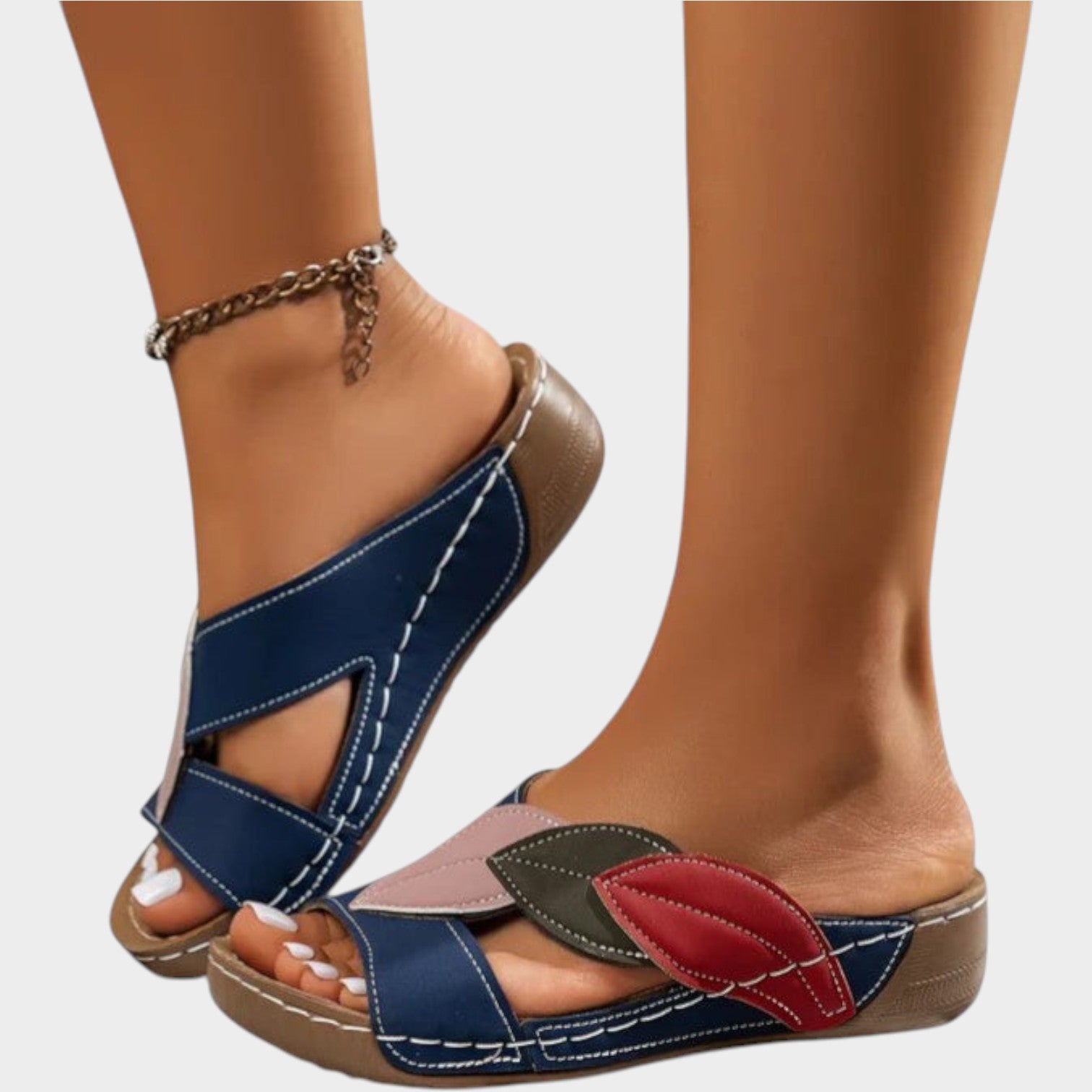 Leaf Detail Comfort Wedge Sandals
