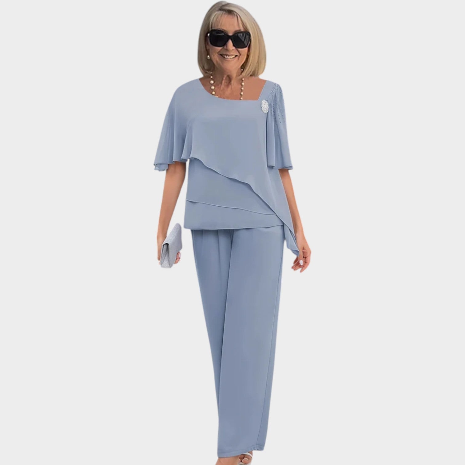 Formal Two Piece Elegant Chiffon Set