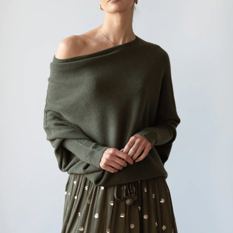 Celestina | Women's Long Sleeve Off-Shoulder Sweater