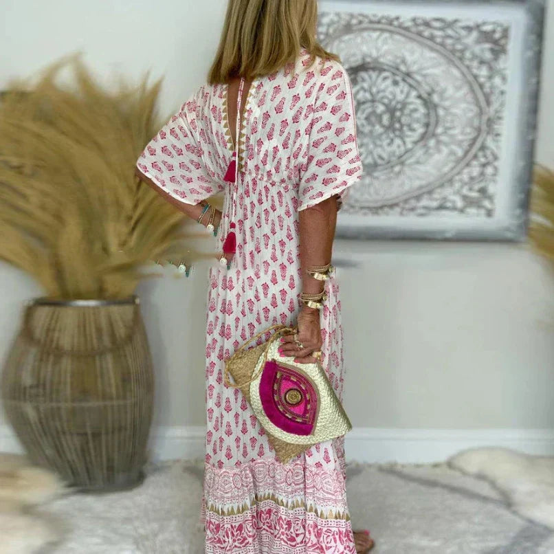 Clementine | Women's Floral Print Short Sleeve Maxi Dress