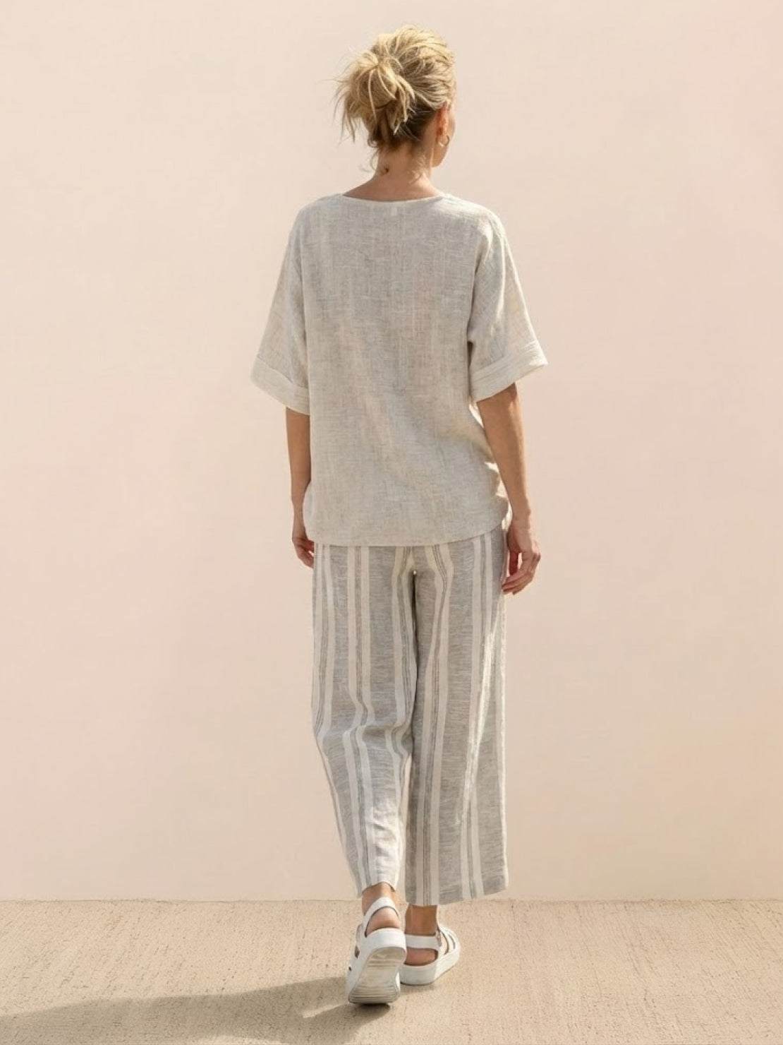Paloma | Women's Striped Wide-Leg Pants and Tee Set for Casual Wear