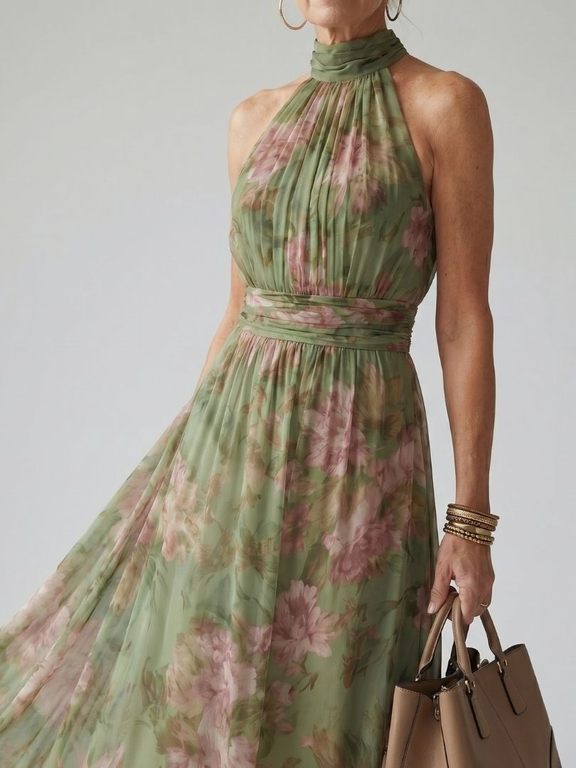 Colette | Women's Floral Print Halter Midi Dress
