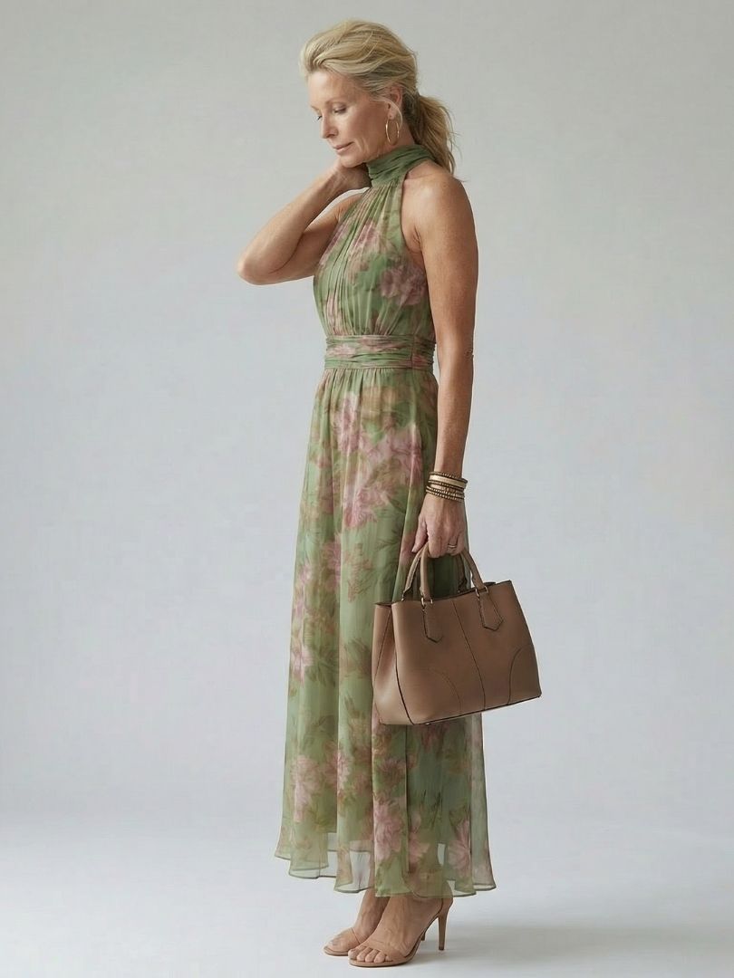 Colette | Women's Floral Print Halter Midi Dress