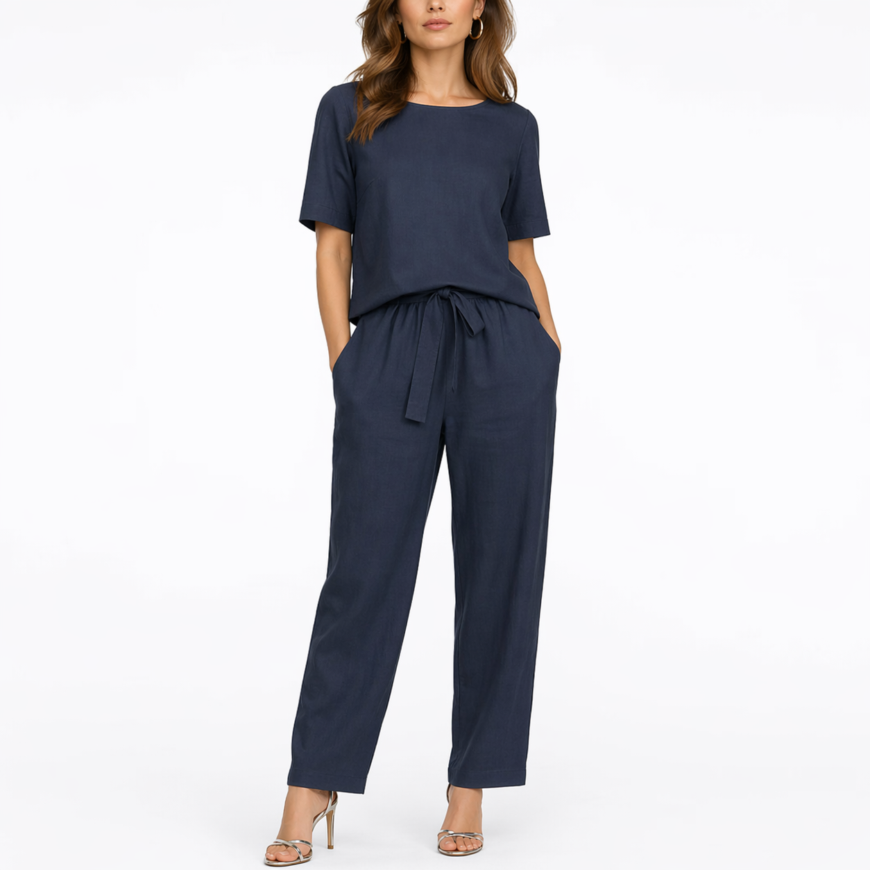 Cordelia Women's Short Sleeve Two-Piece Lounge Set - Wait