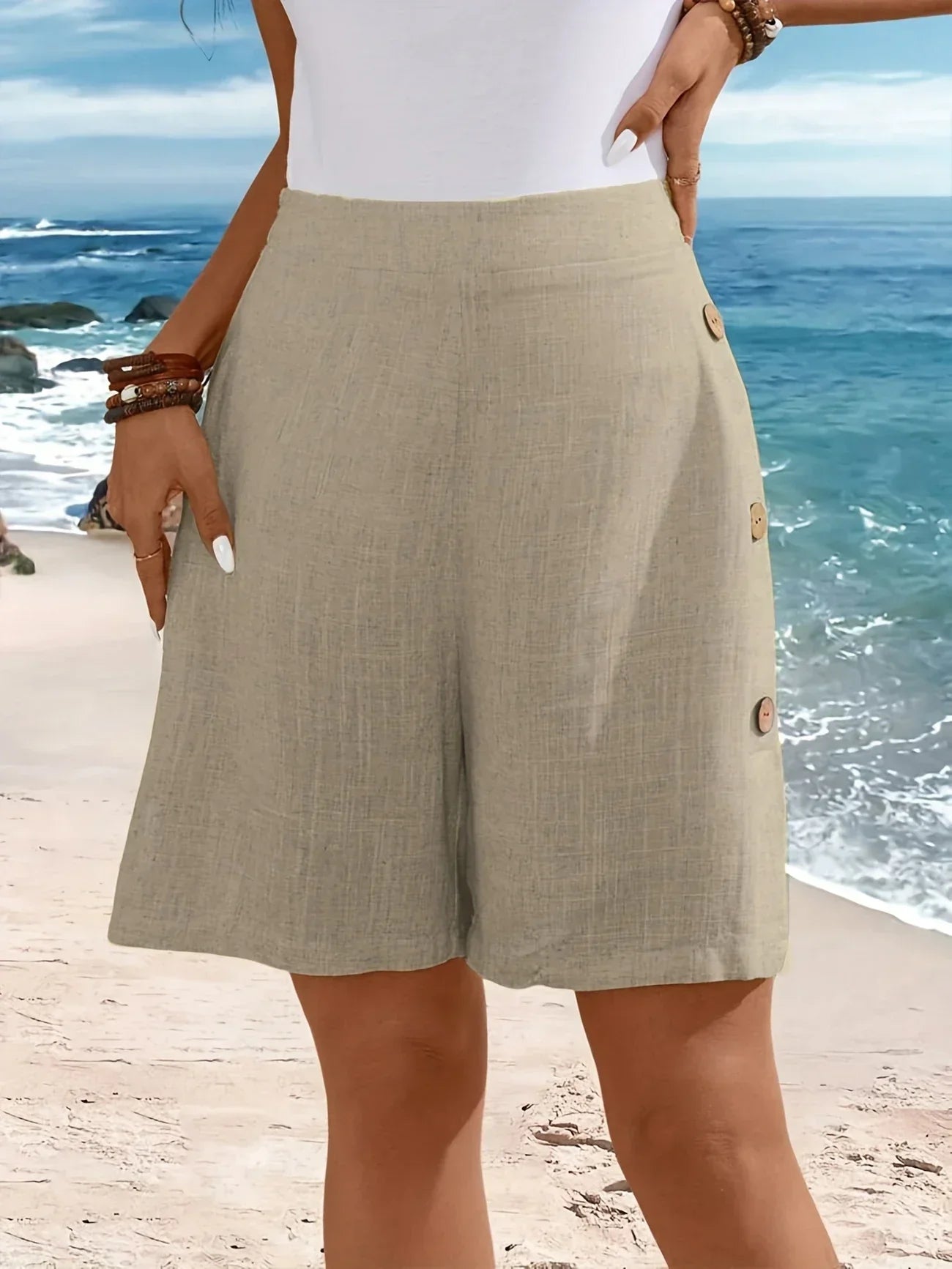 Whitney™ | Button-Detail Comfortable Shorts