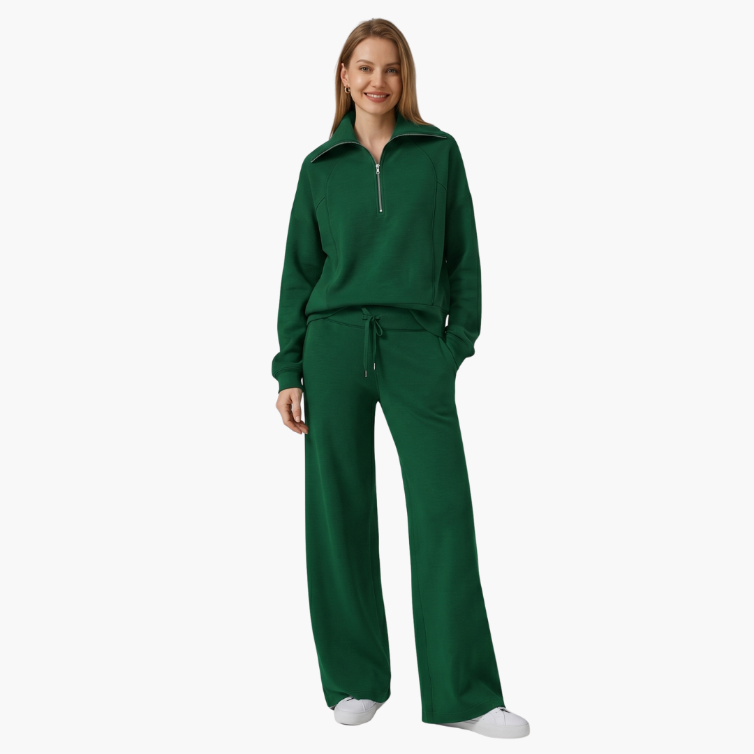 Daphne | Women's Wide Leg Lounge Set with Half Zip