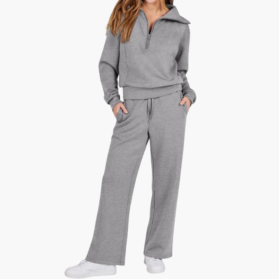Daphne | Women's Wide Leg Lounge Set with Half Zip