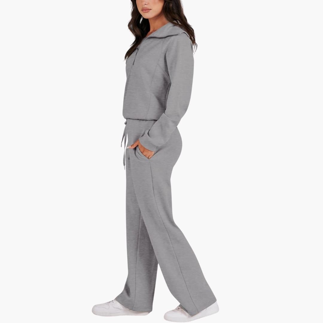 Daphne | Women's Wide Leg Lounge Set with Half Zip