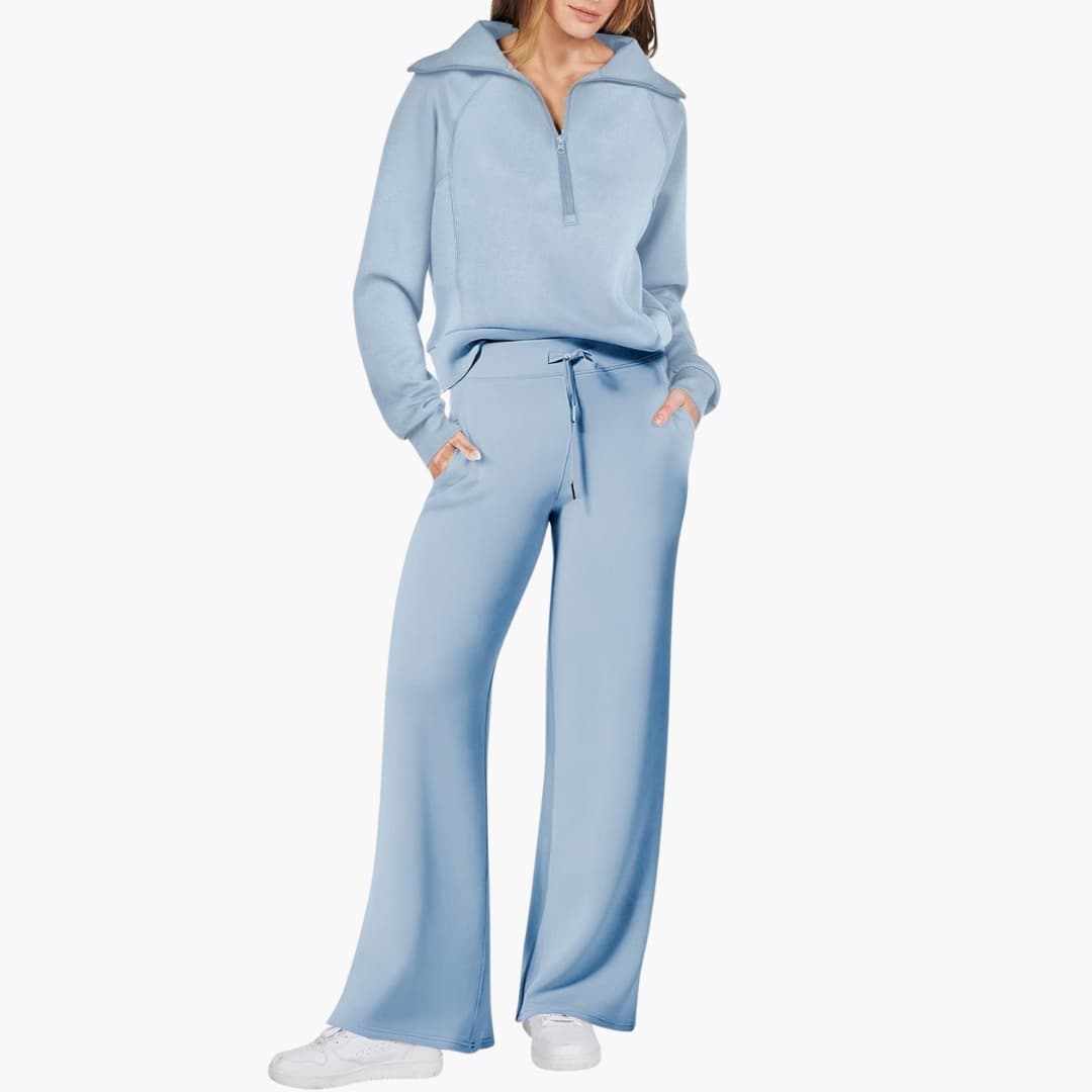 Daphne | Women's Wide Leg Lounge Set with Half Zip