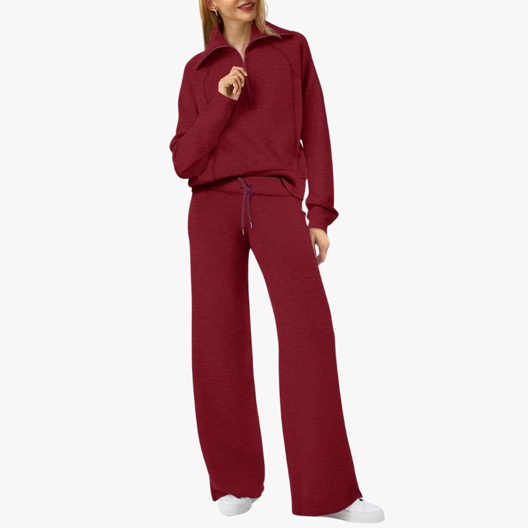 Daphne | Women's Wide Leg Lounge Set with Half Zip
