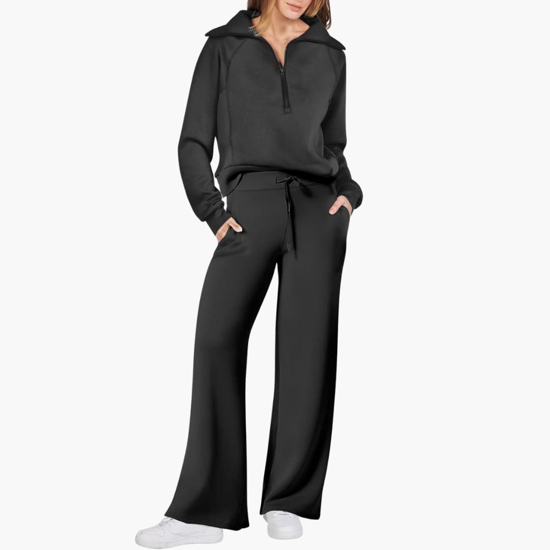 Daphne | Women's Wide Leg Lounge Set with Half Zip